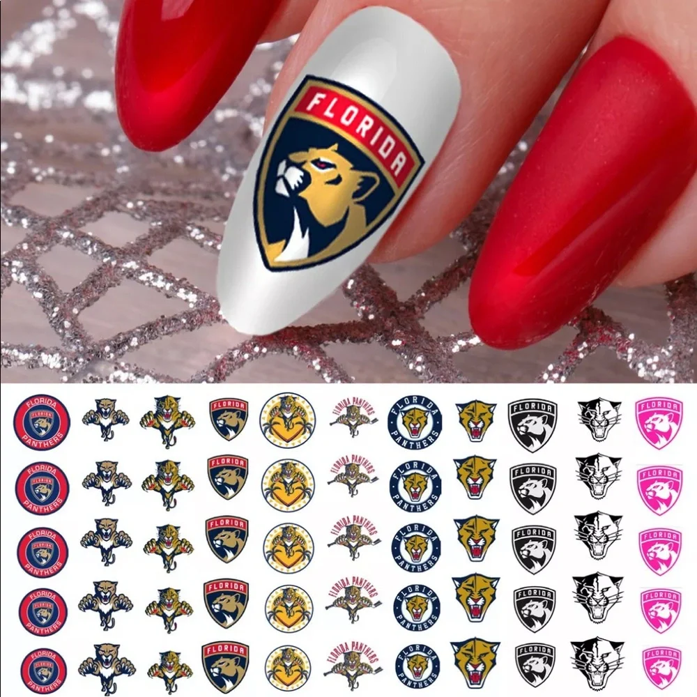 Panthers 💌BO/GO$6 🏒 Florida Panthers Nail Transfer Decals hockey - Picture 1 of 4